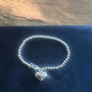 Dankadi Sterling Silver beaded bracelet with puffy heart